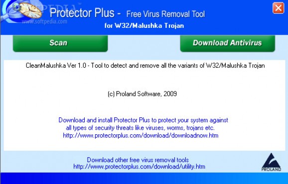 Free Virus Removal Tool for W32/Malushka Trojan screenshot