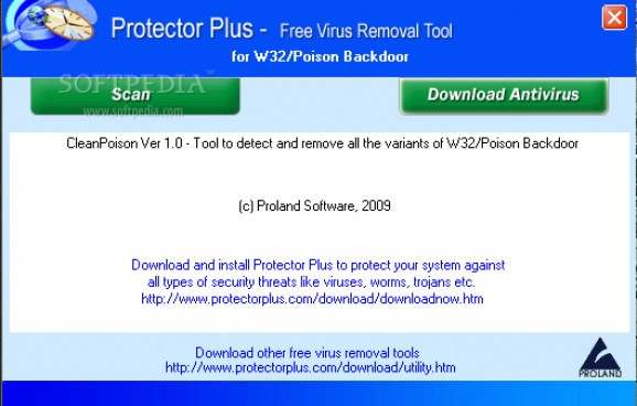 Free Virus Removal Tool for W32/Poison Backdoor screenshot