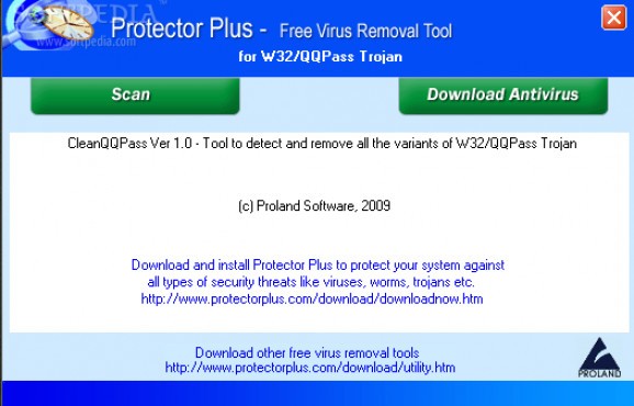 Free Virus Removal Tool for W32/QQPass Trojan screenshot
