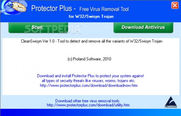 Free Virus Removal Tool for W32/Swisyn Trojan screenshot