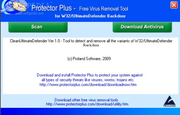Free Virus Removal Tool for W32/UltimateDefender Backdoor screenshot