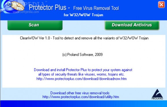 Free Virus Removal Tool for W32/WOW Trojan screenshot