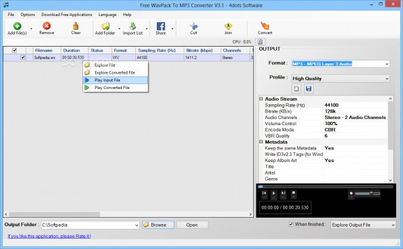 Free WavPack To MP3 Converter screenshot