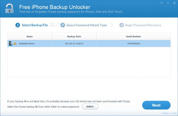 Free iPhone Backup Unlocker screenshot
