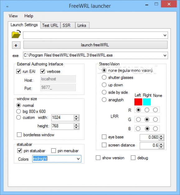 FreeWRL Launcher screenshot