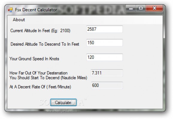 Fsx Descent Calculator screenshot