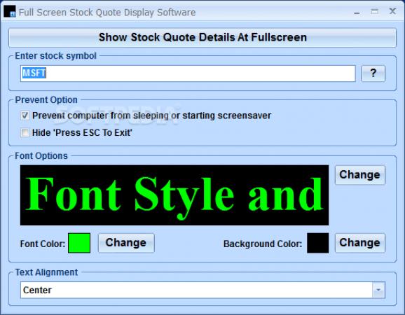 Full Screen Stock Quote Display Software screenshot