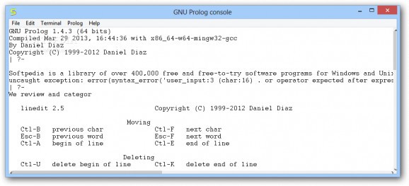GNU Prolog Console screenshot