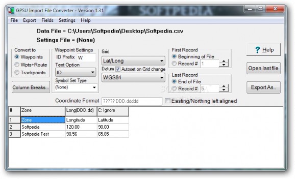 GPS Utility Import File Converter screenshot