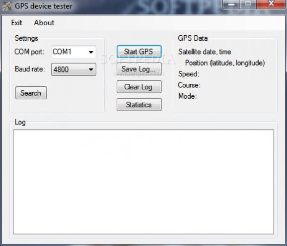 GPS device tester screenshot