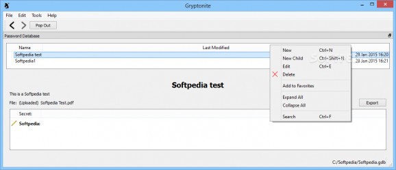 Gryptonite (formerly GPassword Manager) screenshot