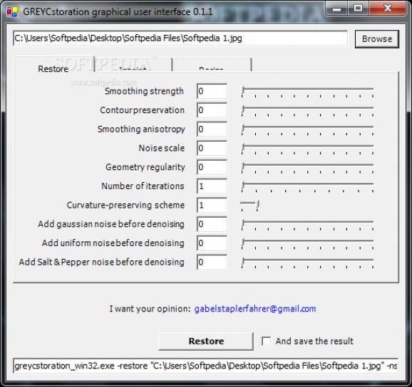 GREYCstoration GUI screenshot