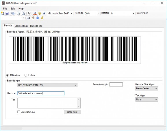 GS1-128 Barcode Generator screenshot