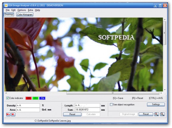 GSA Image Analyser screenshot