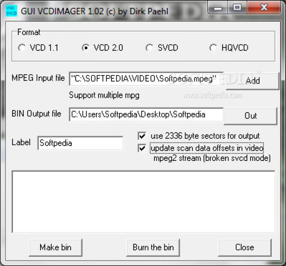 GUI VCDIMAGER screenshot