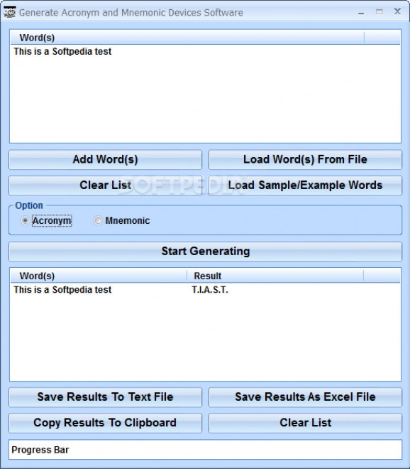 Generate Acronym and Mnemonic Device Software screenshot