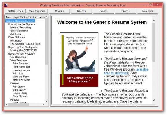 Generic Resume Reporting Tool screenshot