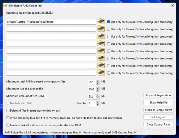 GiMeSpace RAM Folder Pro screenshot