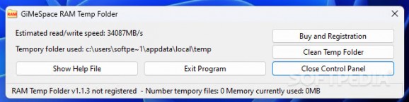 GiMeSpace RAM Temp Folder screenshot