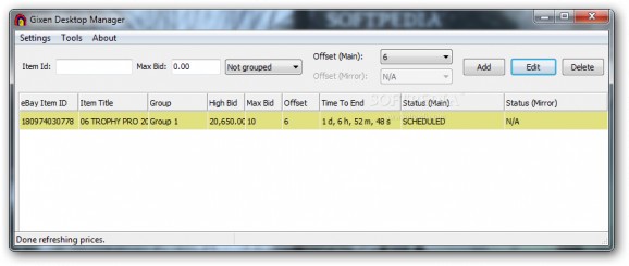 Gixen Desktop Manager screenshot