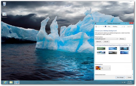 Glaciers Panoramic Theme screenshot
