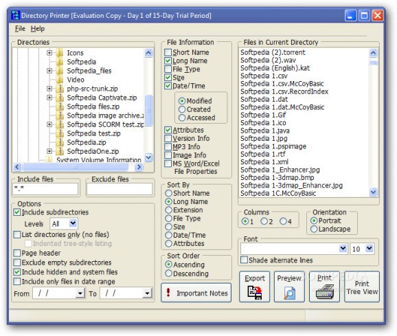 Directory Printer screenshot