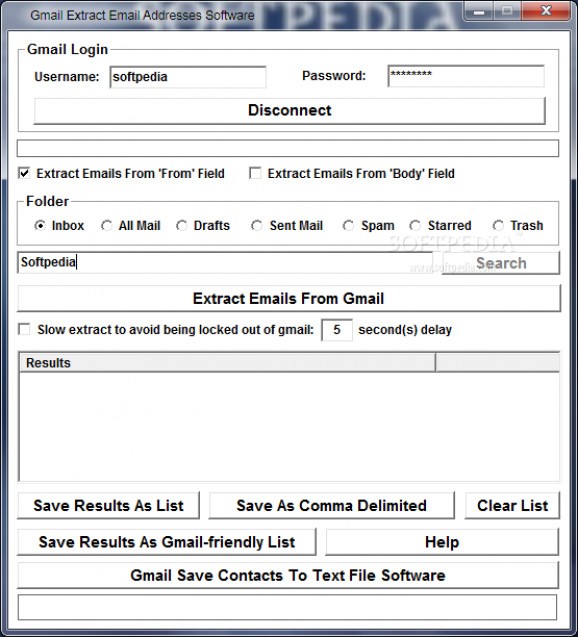 Gmail Extract Email Addresses Software screenshot