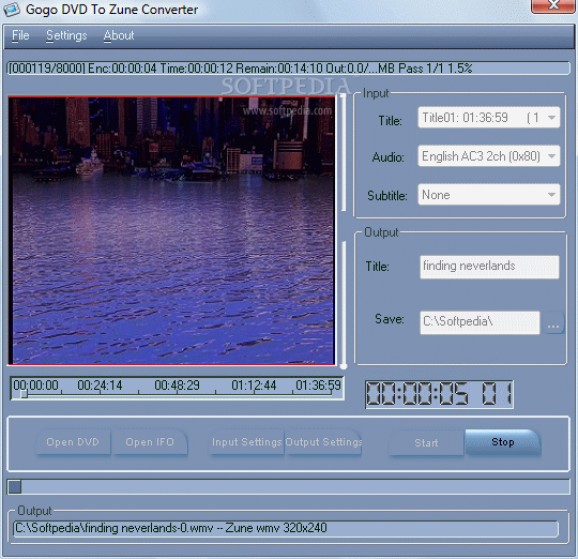 Gogo DVD to Zune Converter screenshot