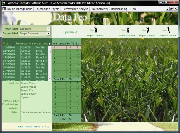 Golf Score Recorder Software Suite screenshot