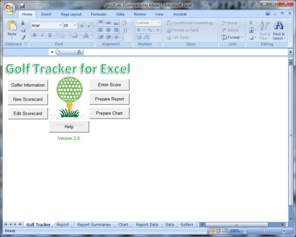Golf Tracker for Excel screenshot