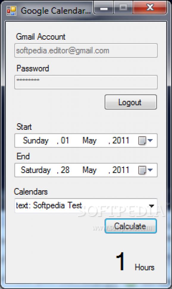 Google Calendar Total Hour Calculator screenshot