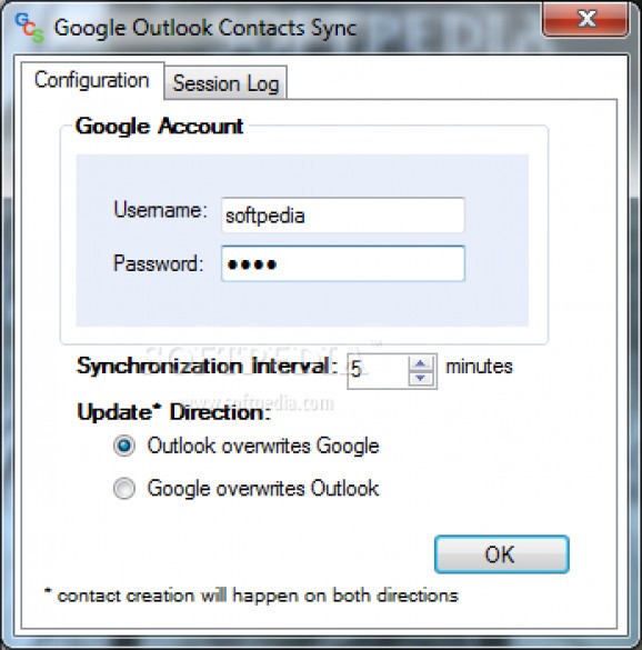 Google Outlook Contacts Sync screenshot