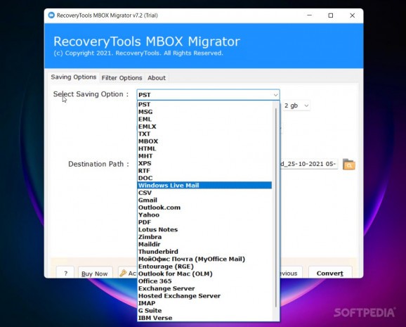 RecoveryTools MBOX Migrator screenshot