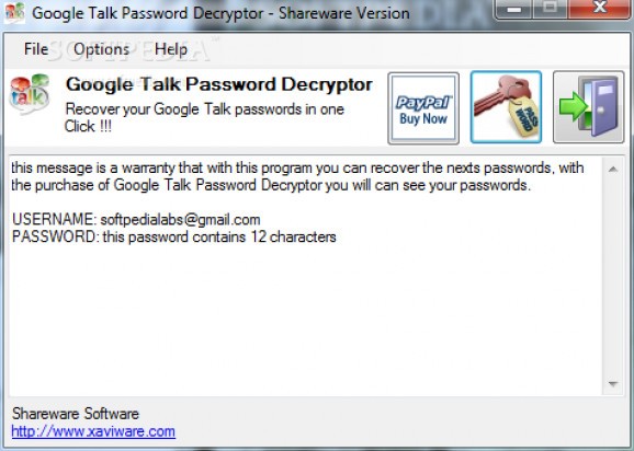 Google Talk Password Decryptor screenshot