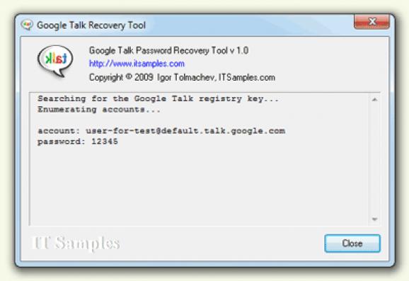 Google Talk Password Recovery Tool screenshot