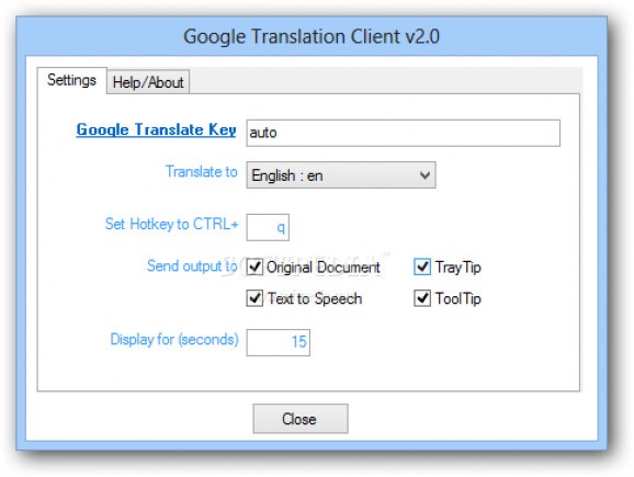 Google Translation Client screenshot