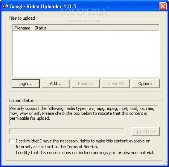 Google Video Uploader screenshot