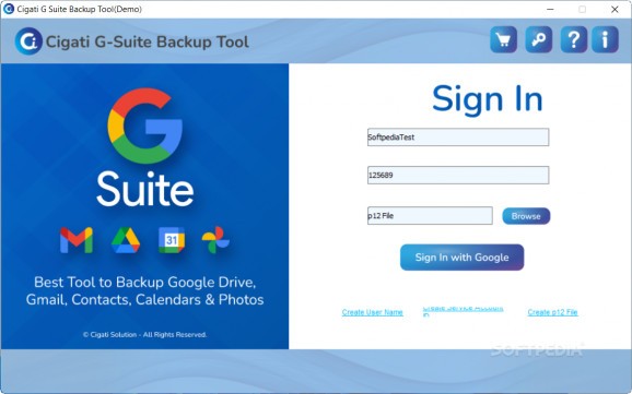 Cigati G Suite Backup Tool screenshot