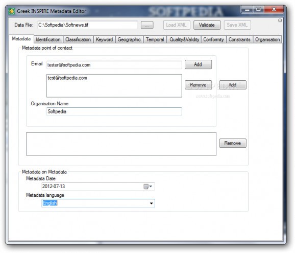 Greek INSPIRE Metadata Editor screenshot