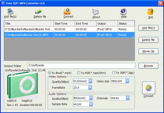 Free 3GP / MP4 Converter (formerly Green Video Converter) screenshot