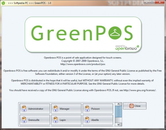 GreenPOS screenshot