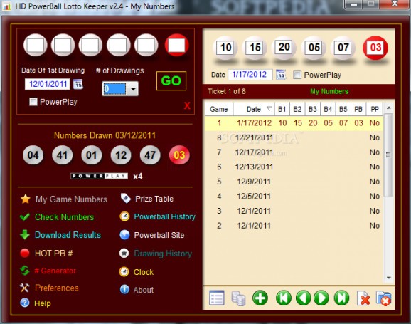 HD PowerBall Lotto Keeper screenshot