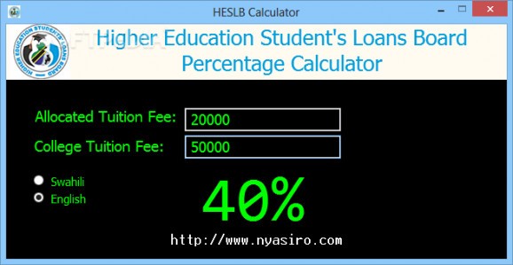 HESLB Calculator screenshot