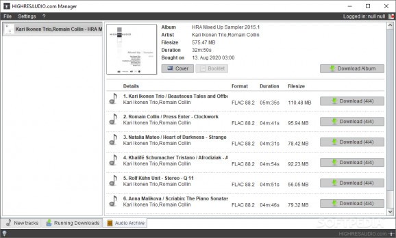 HIGHRESAUDIO Download Manager screenshot