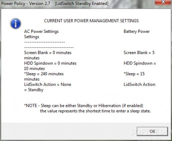 HP Notebook LidSwitch Policy screenshot