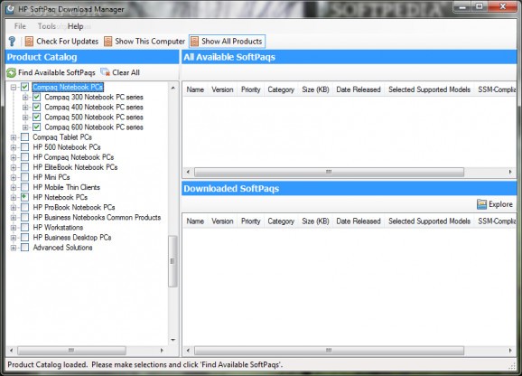 HP SoftPaq Download Manager screenshot