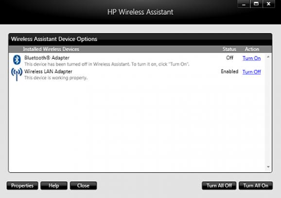 HP Wireless Assistant screenshot