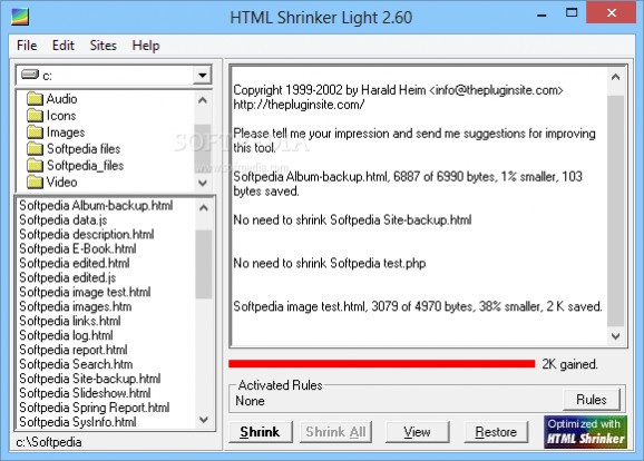 HTML Shrinker Light screenshot