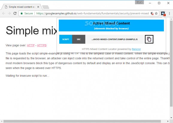 HTTPS Mixed Content Locator for Chrome screenshot