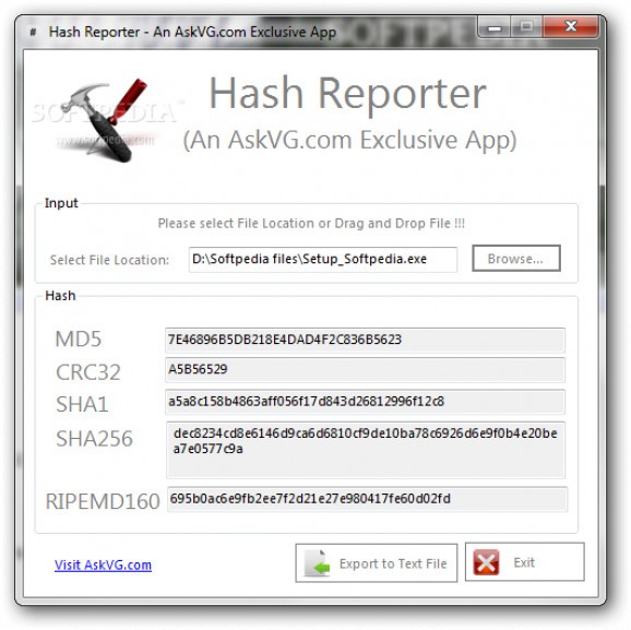 Hash Reporter screenshot